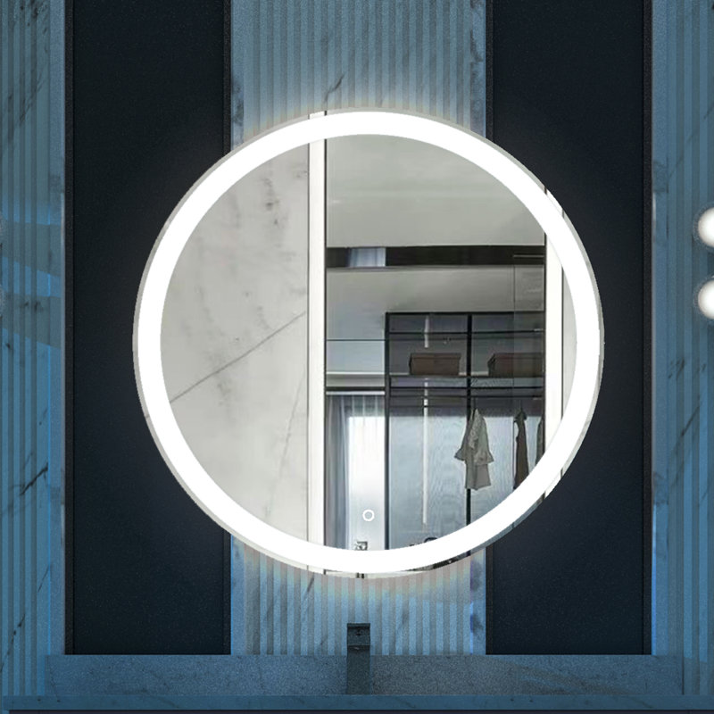 Miroir de salle de bain lumineux Orrill, H 32 po x l 32 po x P 1,6 po