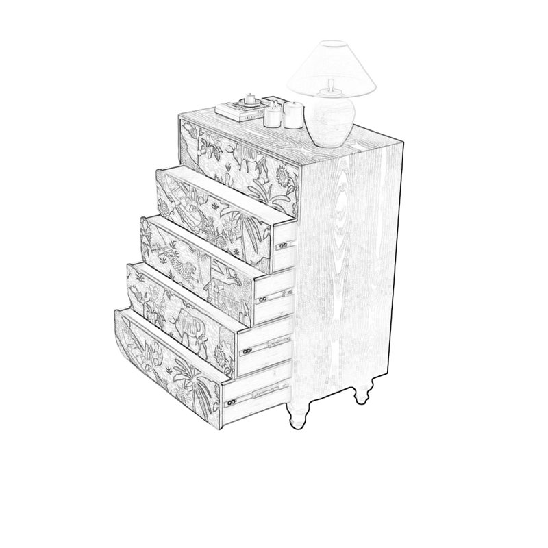 Armoire de rangement à cinq tiroirs en pin pour l'organisation