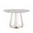 47" Round Marble Dining Table With - Effect Desktop And 8k Mirror Finish Stainless Steel Base, Gray Silver, Suitable For Office 48.03 Inch Diameter Table, Faux Tabletop, Stable Kitchen-1515062166