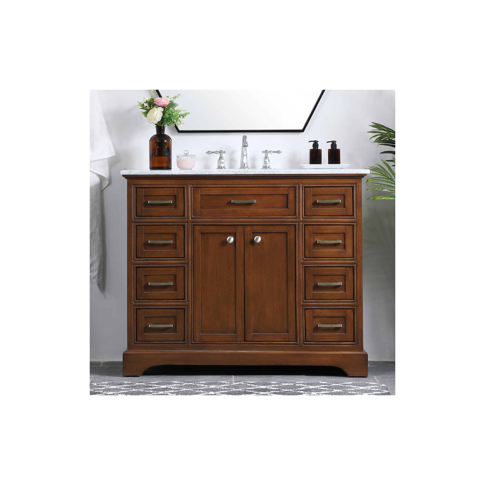 Hermes 42" Single Bathroom Vanity Set, Teak