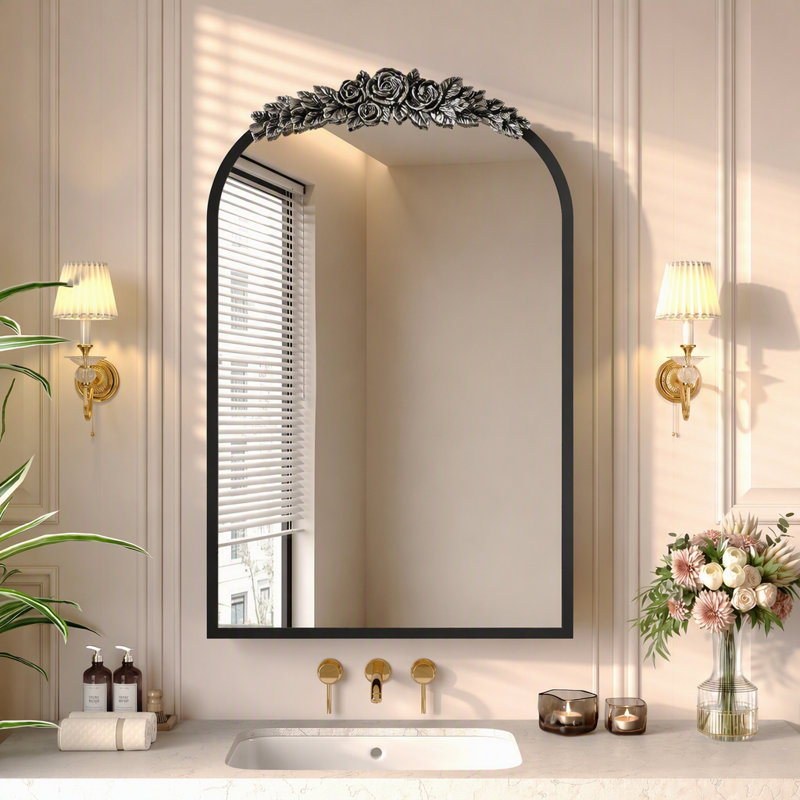 Miroir d'armoire à pharmacie vintage encastré ou en saillie avec tablette réglable et crochets à bijoux, 15,75 po x 24,8 po