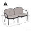 Ensemble de conversation d'extérieur 3 pièces, cadre noir avec coussin beige (2 fauteuils club et 1 causeuse)-1740754283