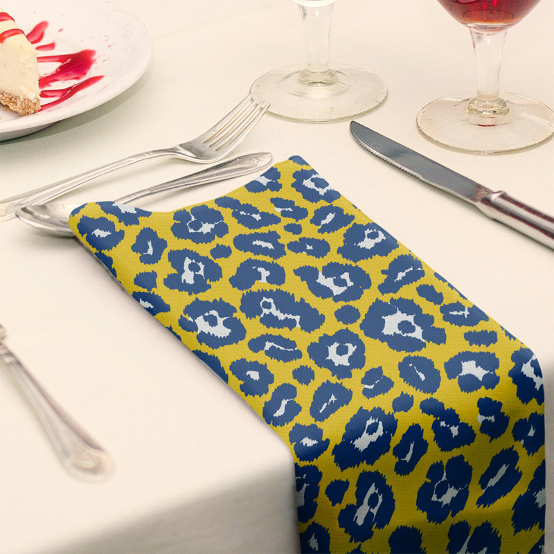Serviette de table en coton LA throwback, 10 po x 10 po, Blanc / Bleu royal
