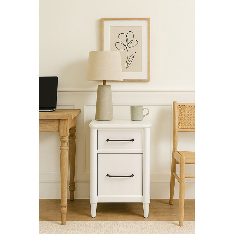 Classeur 2 tiroirs, armoire de salon, Blanc