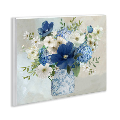 Bouquet dans un élégant vase à motif mural, art par Nan