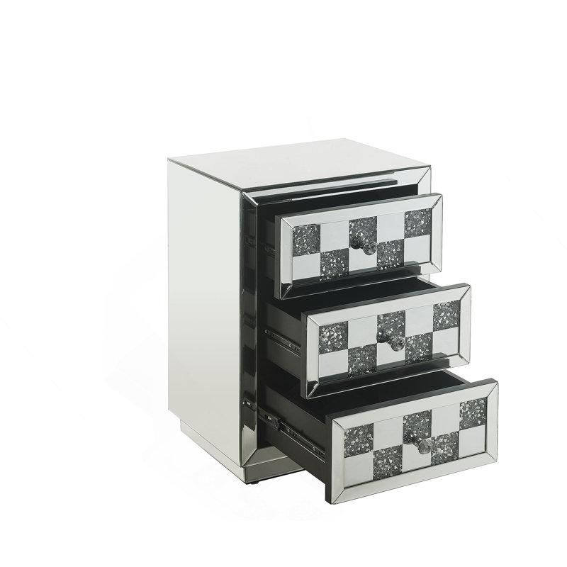 Table d'appoint en miroir et faux diamants