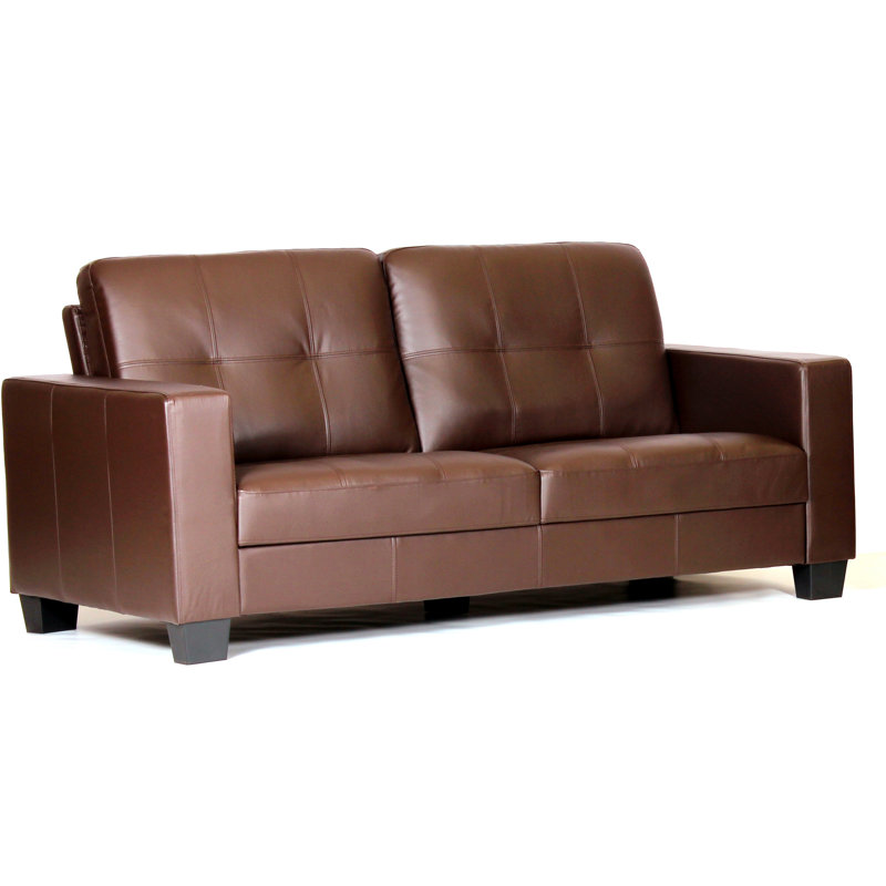 Holly Faux Leather Loveseat, Brown, 3