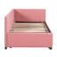 Lit de jour rembourré avec lit gigogne et structure de canapé-lit simple sans sommier, tissu en lin (rose)-1161550223
