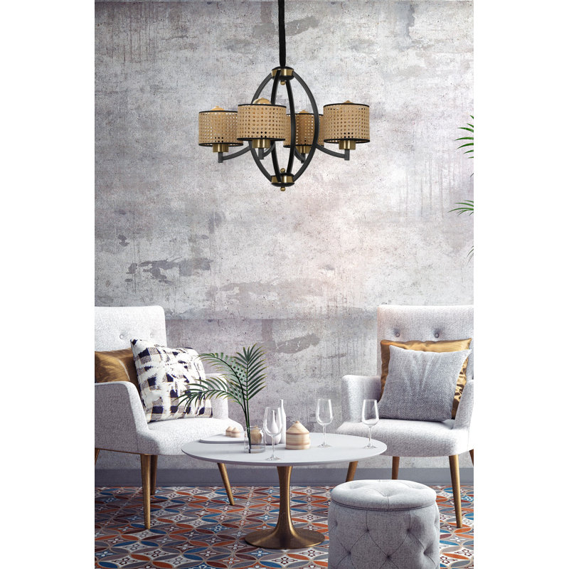 Kikuko 4 - Light Shaded Chandelier, Black