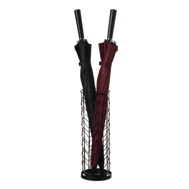 Black Metal Round Umbrella Holder Stand with Drip Tray