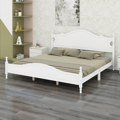 Base de lit plateforme en bois de style rétro avec tête de lit et support en lattes de bois