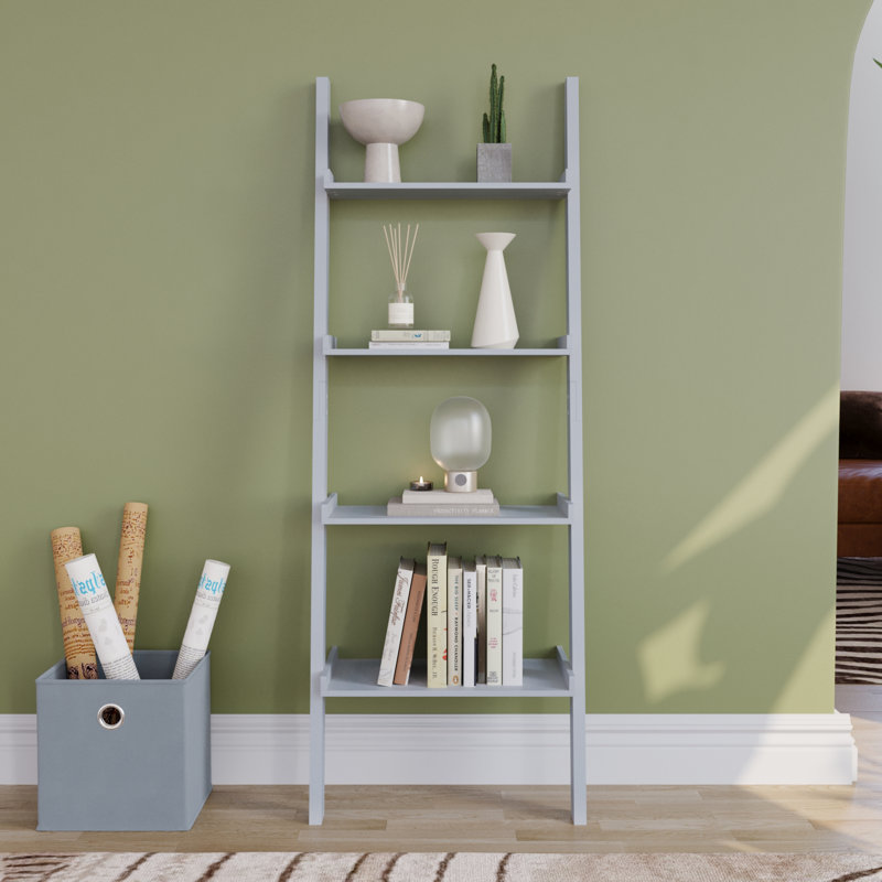 Ogilvie 56cm W Ladder Bookcase, Grey, 154cm H