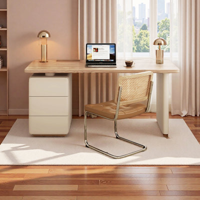 Cream-coloured modern minimalist desk