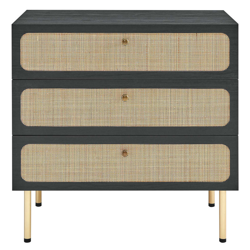 Modway Chaucer 3-Drawer Chest, Black/Gold