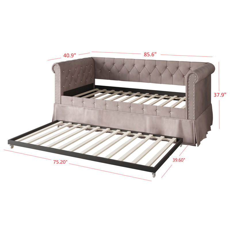 Lit de jour simple avec couchette Ersoy, Rose