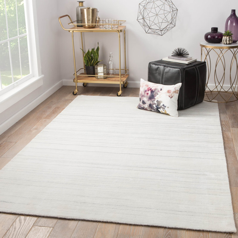 Tapis crème / gris tissé à la main Coriena, Rectangle de 5 pi x 8 pi