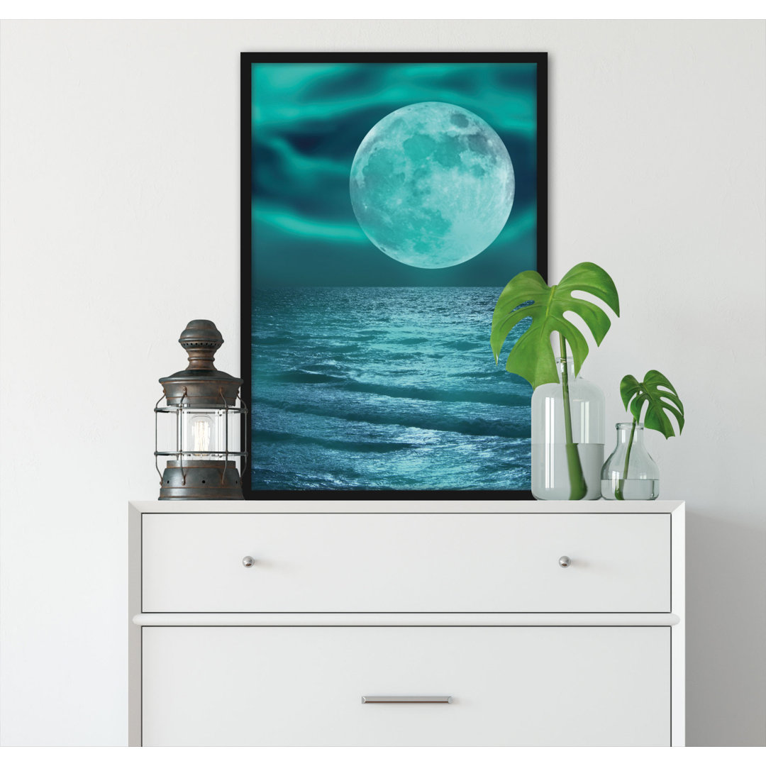 6023_Ruhiges Meer Mit Vollmond - Poster Im Rahmen