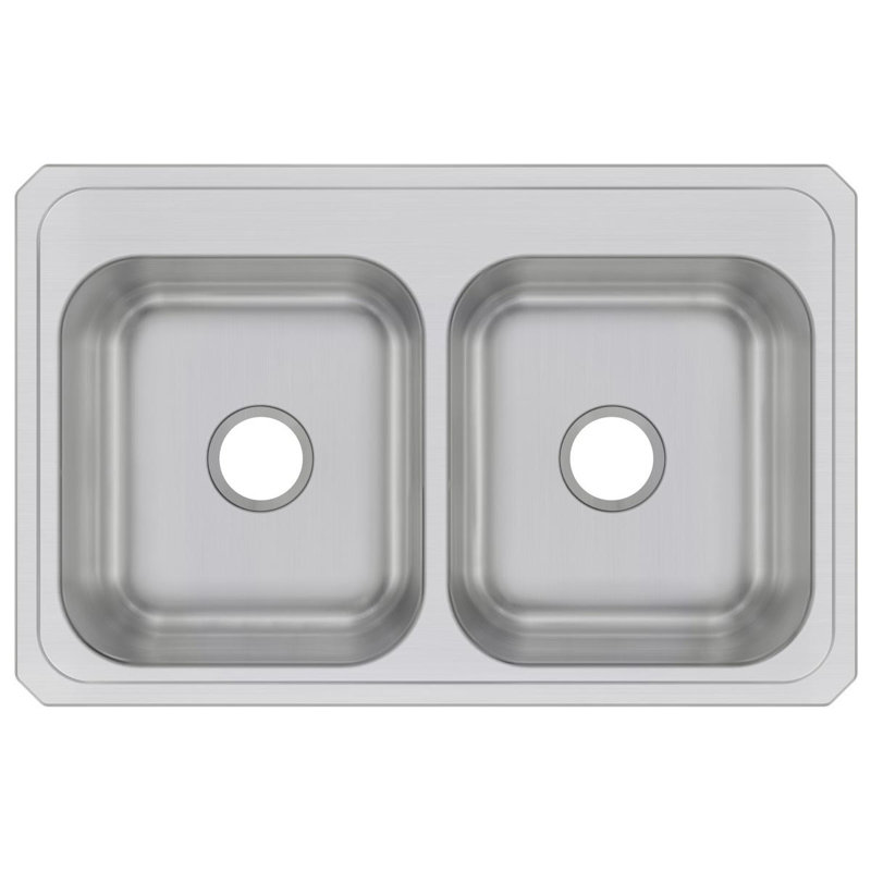 Celebrity 33" L x 21" W Double Basin Drop-in Kitchen Sink, 0 hole