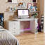 Table de bureau moderne, bureau extensible avec tiroirs de rangement et tablette ouverte, bureau d'ordinateur avec huche et bibliothèque, bureau de direction en bois pour adolescents Bureau d'écriture pour ordinateur portable