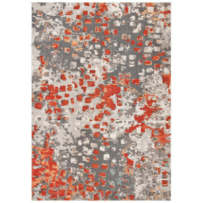 Hertzler Abstract Grey/Orange Area Rug