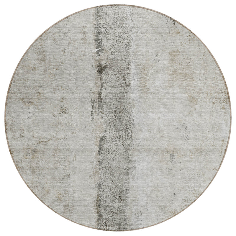 Tapis d'intérieur rond lavable abstrait beige et gris 8 'Taupe