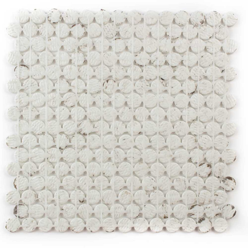 Eterna Penny 12"x12" Recycled Glass Mosaic Tile, Beige