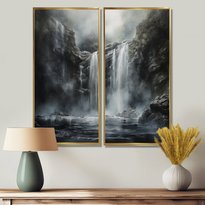 «Waterfall Cliff Scenery Magic», art mural sur toile grande cascade