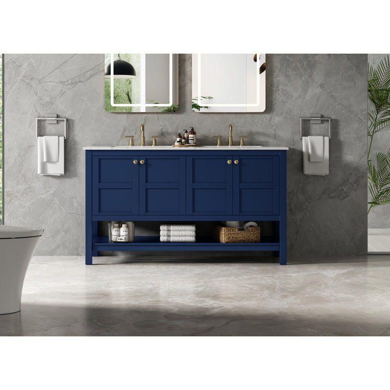 54 inch Double Bathroom Vanity, Blue
