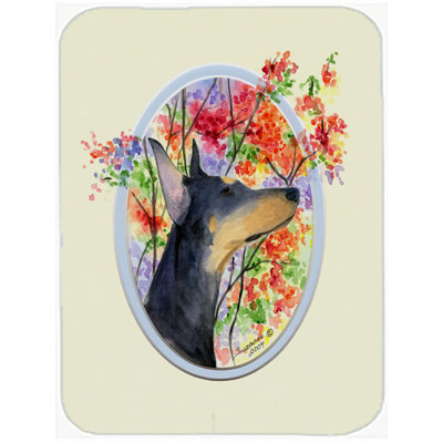 East Urban Home Doberman and Flowers Glass Cutting Board