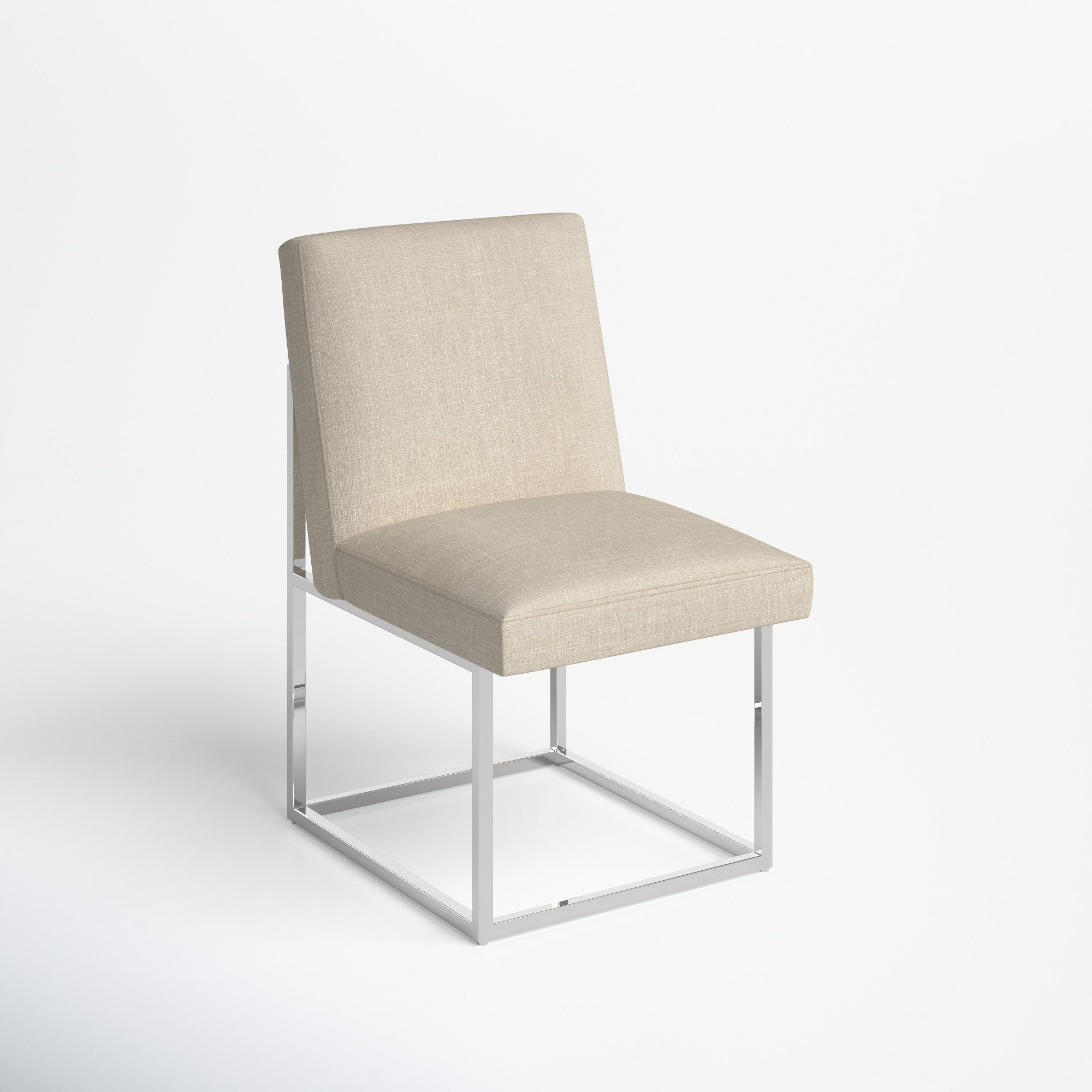 Athens Upholstered Stainless Steel Side Chair, Taupe 100% Polyester, Silver