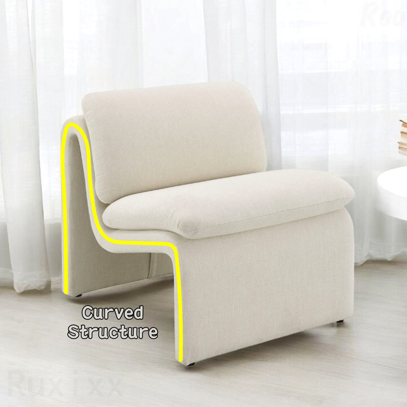 Chaise d'appoint en forme incurvée pour les salons confortables, Beige