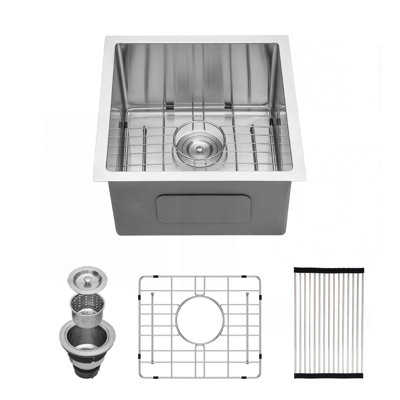 Évier de cuisine encastrable 17 po - 17 po x 19 po x 10 po - Évier de cuisine à simple cuve de calibre 16 - Bar encastré 10 po