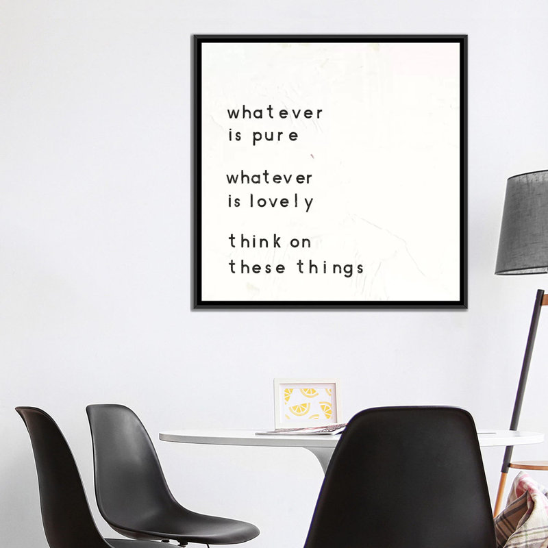 «Words of Encouragement IV», art textuel sur toile, H 18 po x l 18 po x P 1,5 po, Pas de tapis, Toile encadrée noire