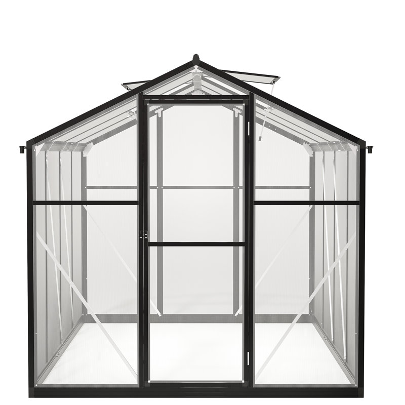 6x8 Ft Greenhouse - Polycarbonate Panels And Guard For Gardens Quick Setup
