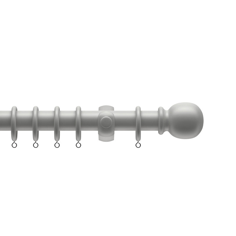 Madalene Wood Single Curtain Pole, Grey, 6.70cm H x 132cm W x 9cm D