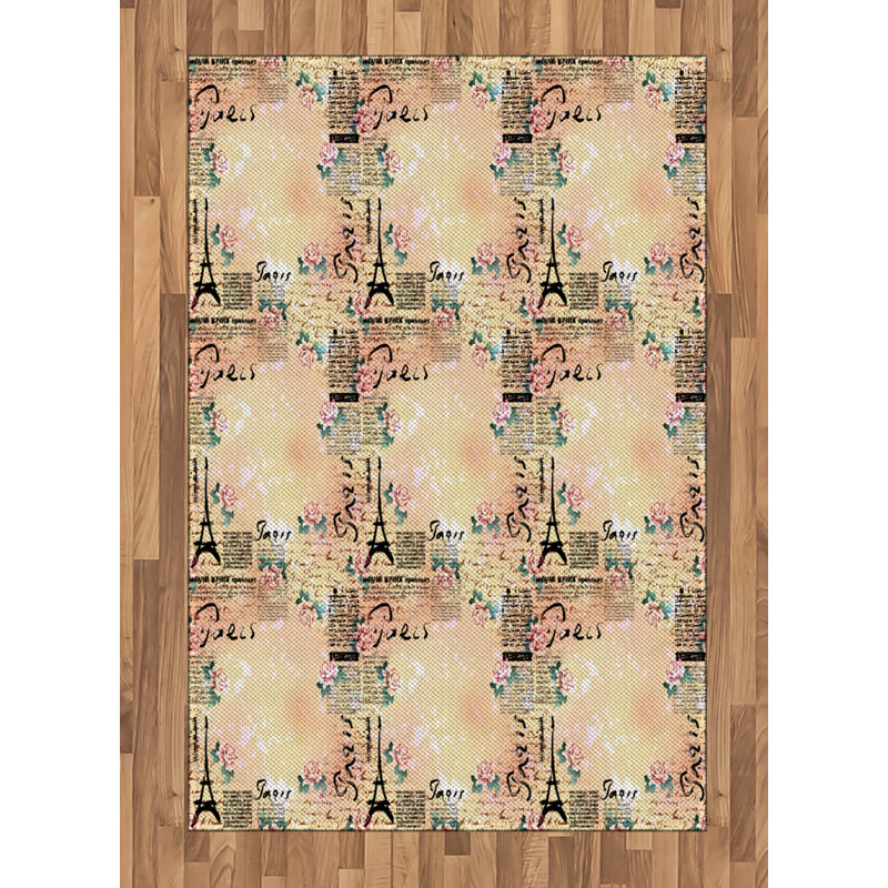 Pale Pink High Density Long Fiber Poly Threads Decorative Area Rug Carpet, Rectangle 4' x 5'8"