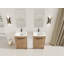 Meuble-lavabo autoportant de 60 pouces avec lavabo en céramique et armoires de rangement, 5 pièces, contreplaqué, blanc brillant et chêne imitation, porte à fermeture douce, ensemble KD