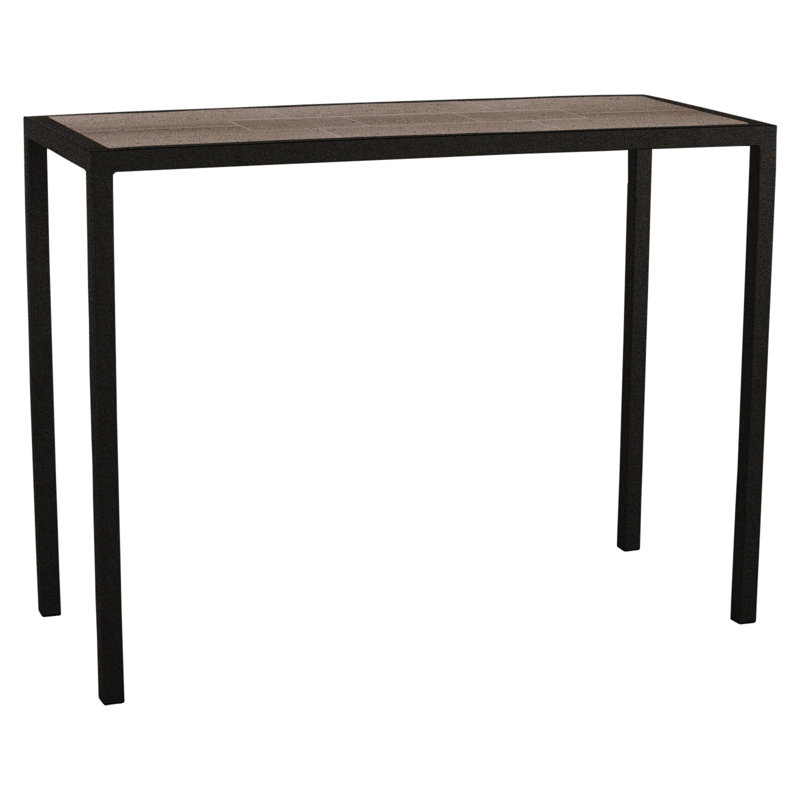 Quadra Outdoor Rectangle Counter Table, Canyon Taupe, 20.5" W x 56.5" L x 37.5" H, Carbon Black