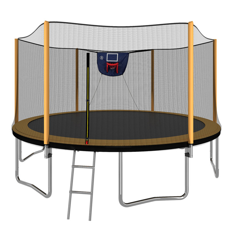 Trampoline 14 pi thermolaqué avec gonfleur et échelle pour panier de basketball (enceinte extérieure sécuritaire)