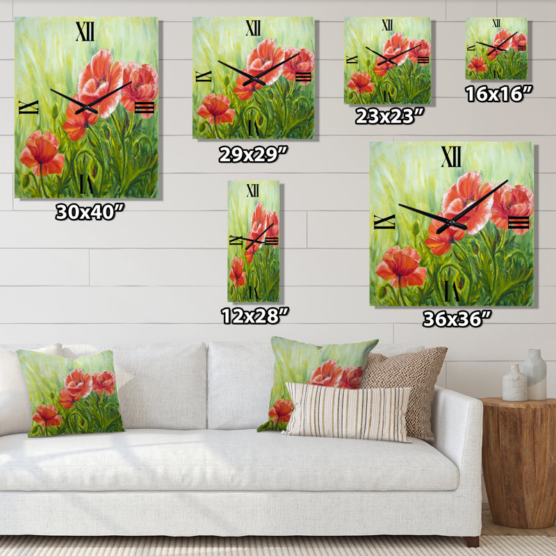Horloge murale Blossoming Poppies III, Moyen