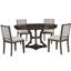 Ensemble 5 pièces de table de salle à manger rétro et table ronde avec 4 chaises rembourrées, extensible-923338015