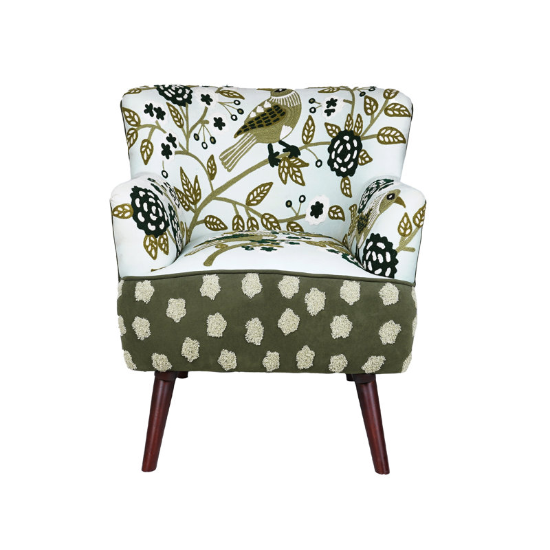 Chaise d'appoint Obara, Vert/Ivoire