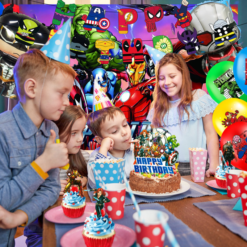 Ensemble de fournitures de fête d'anniversaire super-héros, 37 pièces