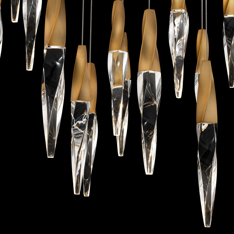 Kindjal 23 Light Crystal LED Multi-Light Pendant, Aged Brass