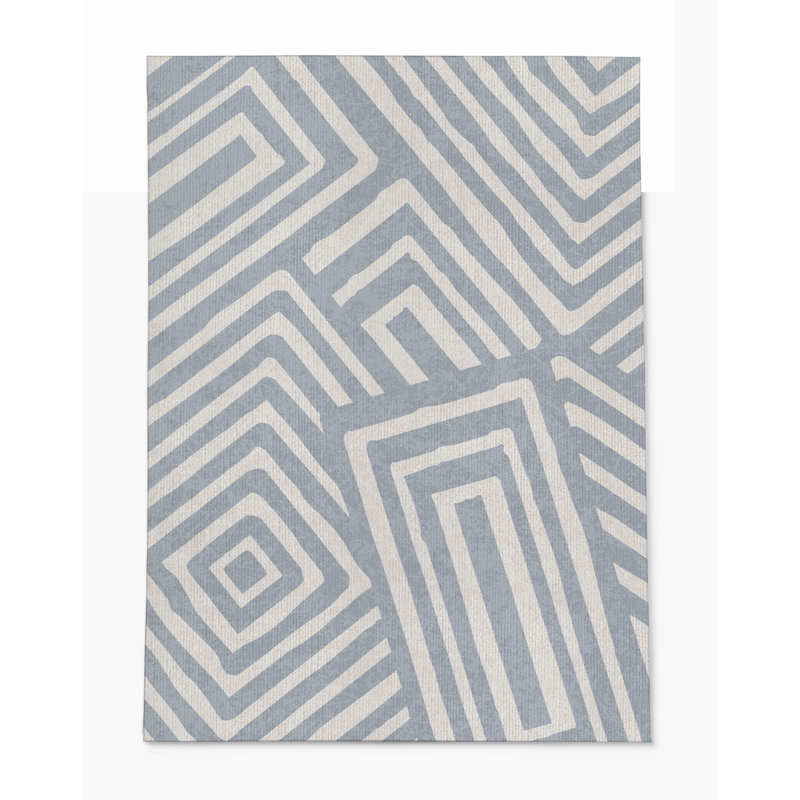 Tapis de chaise rectangulaire Bilo, H 48 po x l 72 po, Gris / beige