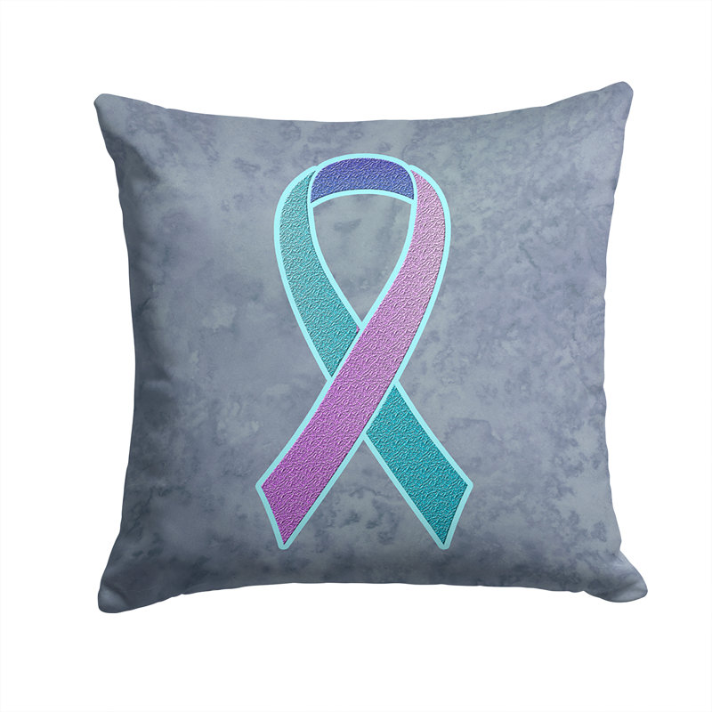 Housse de coussin d'extérieur carré Ribbon for Thyroid, H 14 po x l 14 po x P 4 po