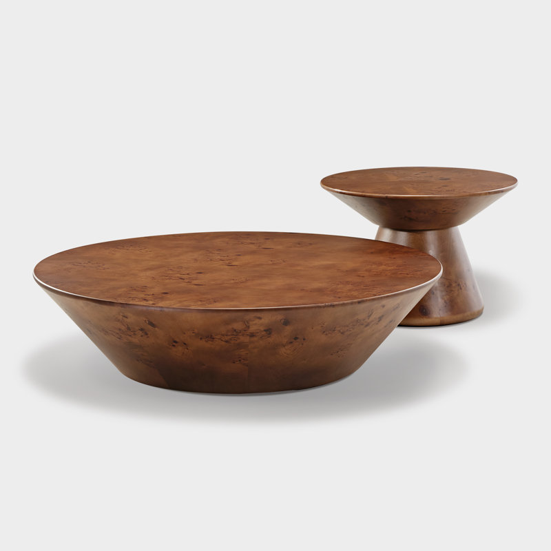 Modern Brown Round Coffee Table Set Of 2