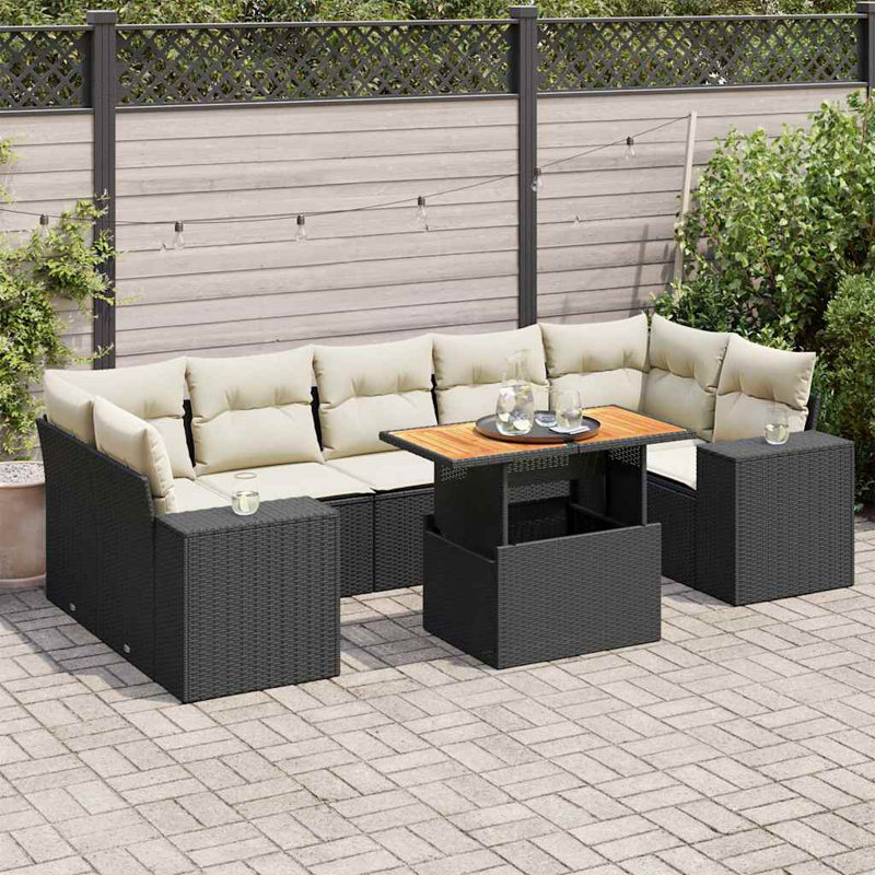 Vidaxl Garden Sofa Set  PE Rattan 8 Piece Modular Garden Sofa Set