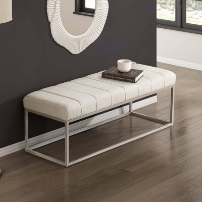 Banc moderne en tissu d'ameublement 1pc avec pieds en métal