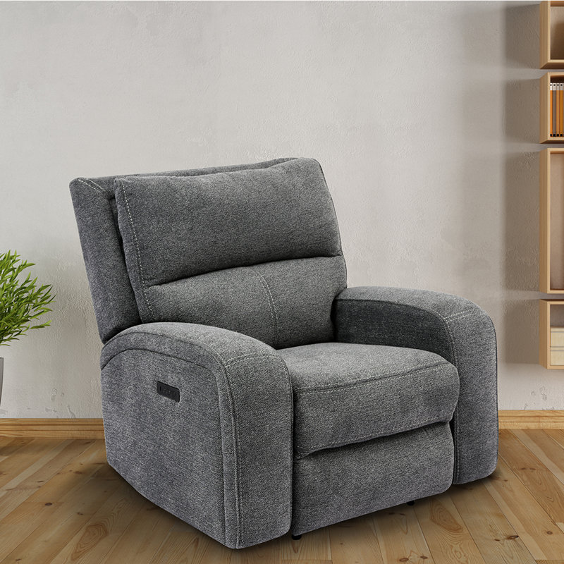 Aviezri 39" Power Recliner with USB Port, Gray Tweed